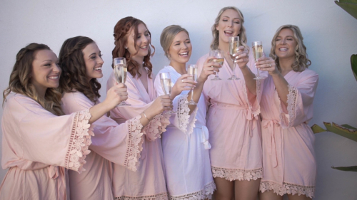 Bride and bridesmaids at Lomas Santa Fe Country Club wedding video