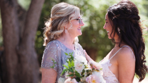 Wedding Bride and Mom happy before ceremony