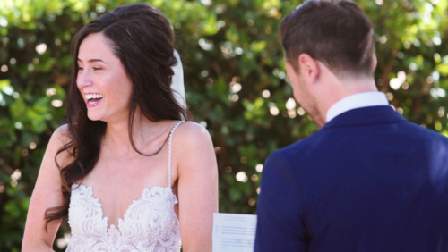 Mt. Woodson Castle wedding bride is moved by vows