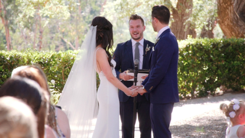 Mt. Woodson Castle Wedding ceremony just married