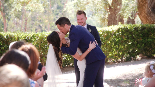 Mt. Woodson Castle Wedding ceremony kiss