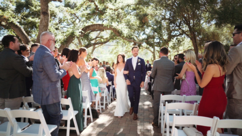 Mt. Woodson Castle Wedding video bride and groom down the aisle