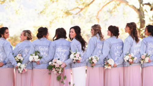 Wedding bridesmaids personalized denim jacket gifts