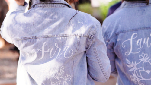 Wedding bridesmaids personalized denim jacket gifts