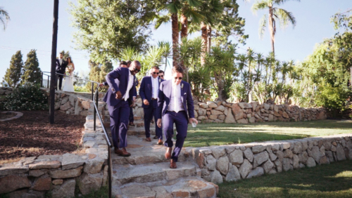 Mt. Woodson Castle Wedding groomsmen grand entrance