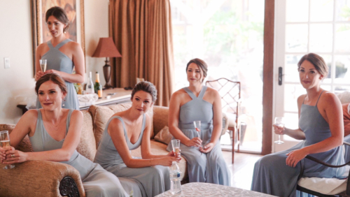 Bridesmaids getting ready at Westlake Village Inn