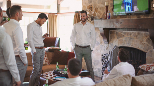 Groomsmen having fun before wedding