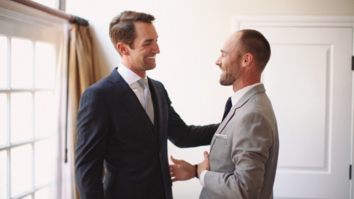 Bestman and Groom get ready before wedding at Westlake Village Inn