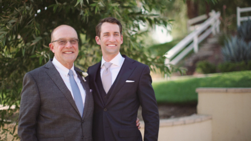 Groom and father before wedding ceremony