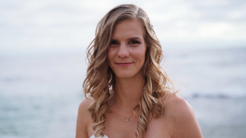 Bride stands in front of ocean La Jolla Cove Wedding Video