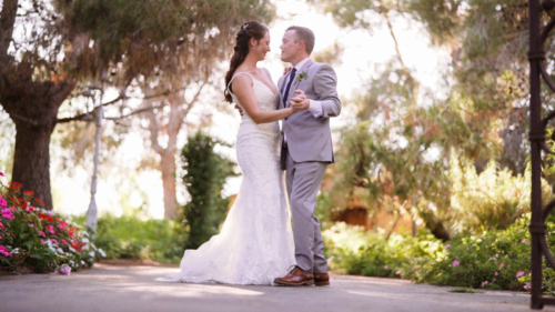 Bride and groom dance at Ethereal Gardens