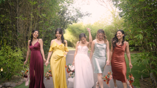 Bride and bridesmaids at Botanica