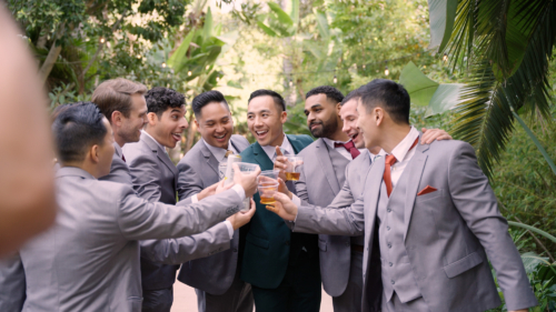 groomsmen toast groom before wedding